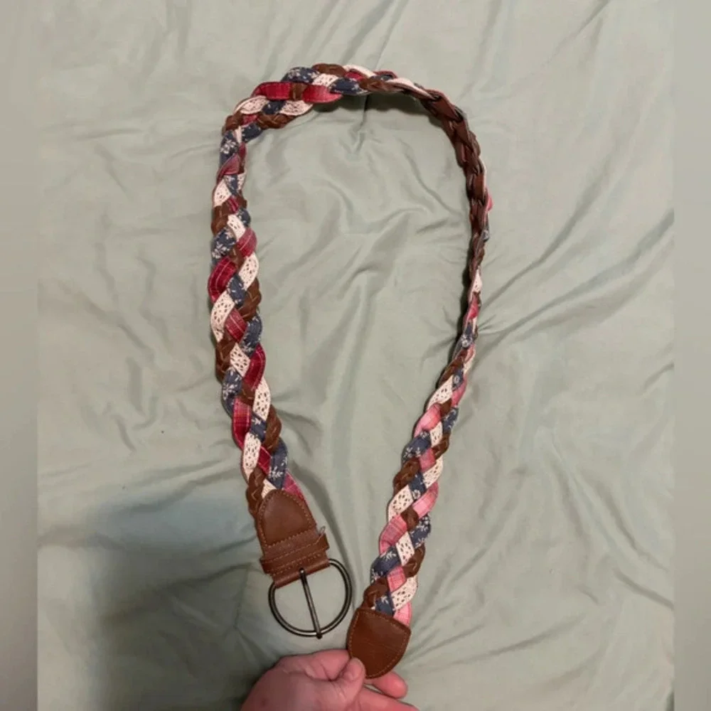 Leather Belt red white blue size 11/40 inches